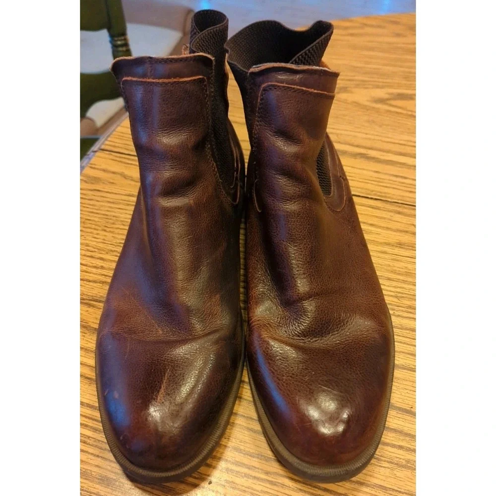 Men's Calvin Klein‎ Jeans Leather Pull On Up Ronnie Boots Brown US Size 11.5